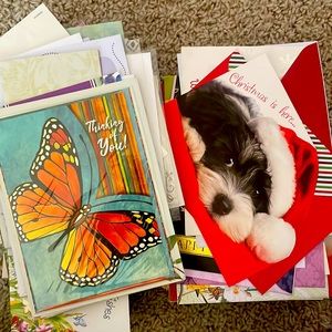 Lots of greetings cards birthday, holiday, thank you, get well..,)